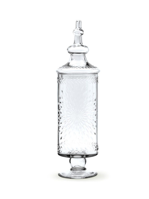 Hand Etched Footed Apothecary Jar