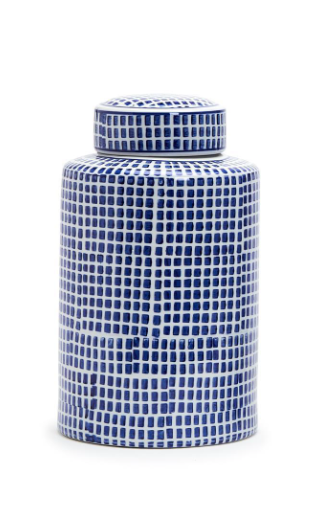 Shibori Blue and White Ceramic Jar