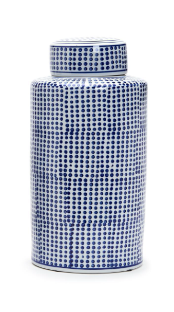 Shibori Blue and White Ceramic Jar