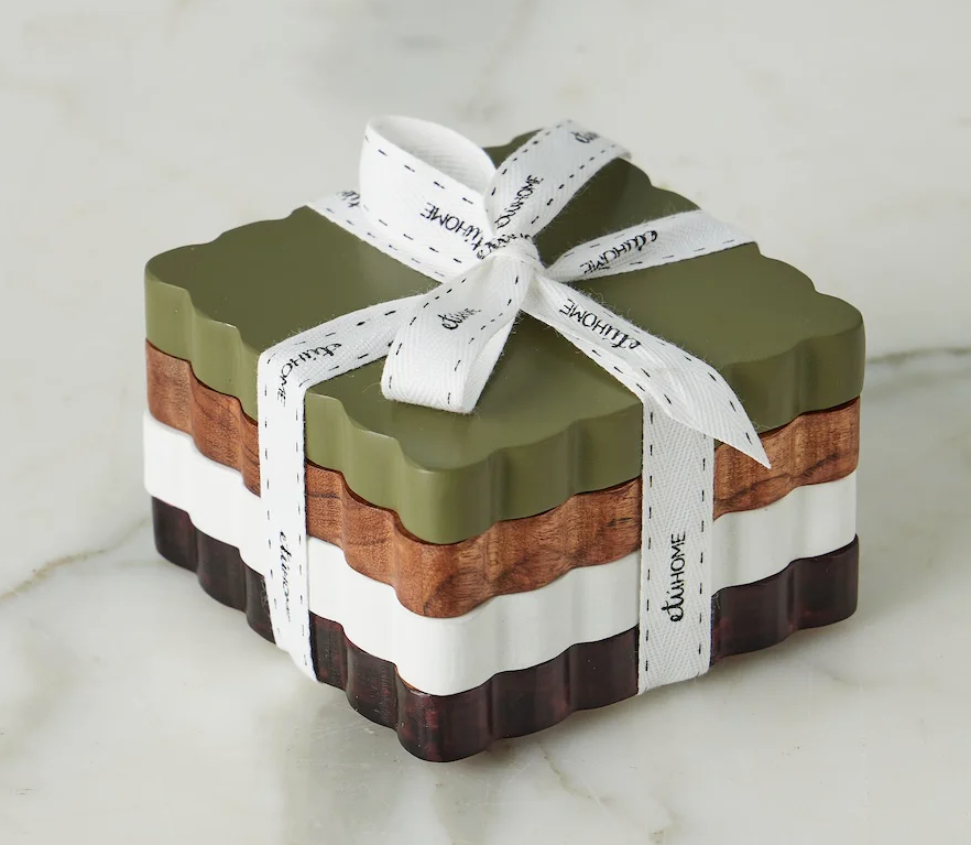 Scalloped Wooden Coasters - Set of 4
