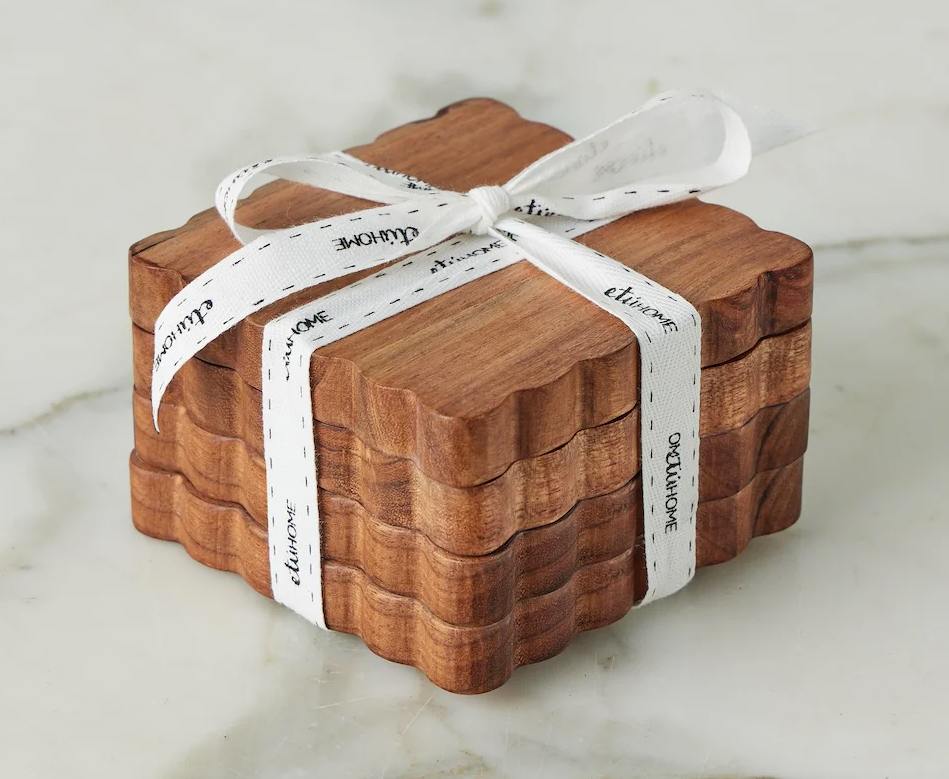 Scalloped Wooden Coasters - Set of 4