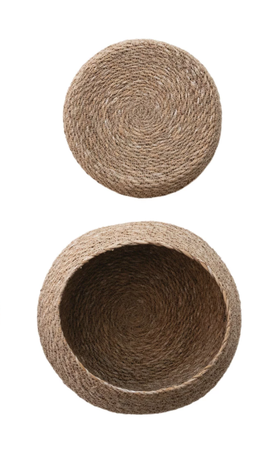 Seagrass Baskets with Lids - Set of 2