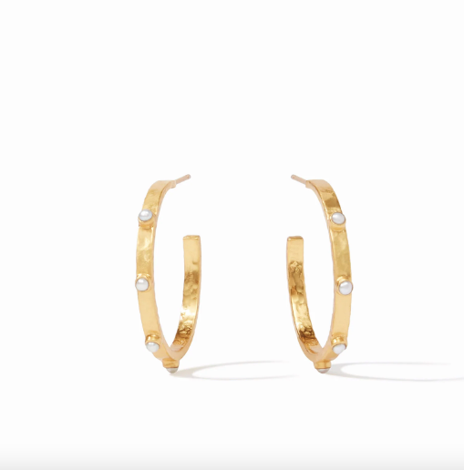 Julie Vos Crescent Stone Hoop Earrings