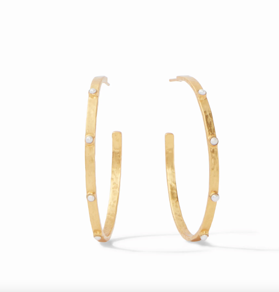 Julie Vos Crescent Stone Hoop Earrings