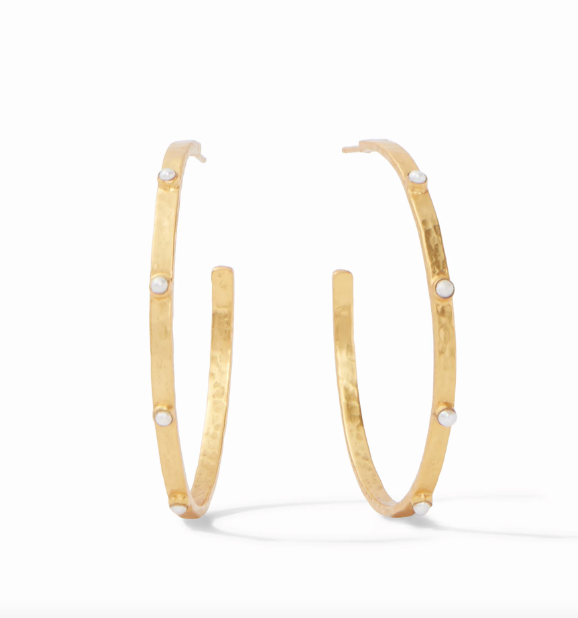 Julie Vos Crescent Stone Hoop Earrings