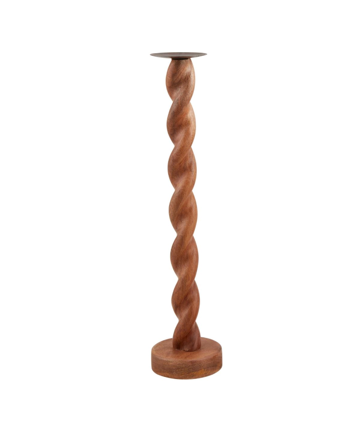 Twisted Wood Candlestick