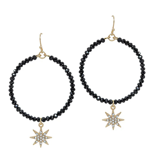 Star Pave Round Beaded Earring