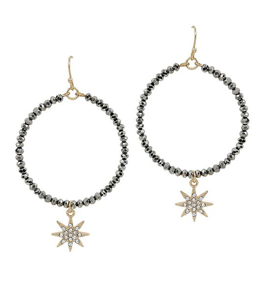 Star Pave Round Beaded Earring