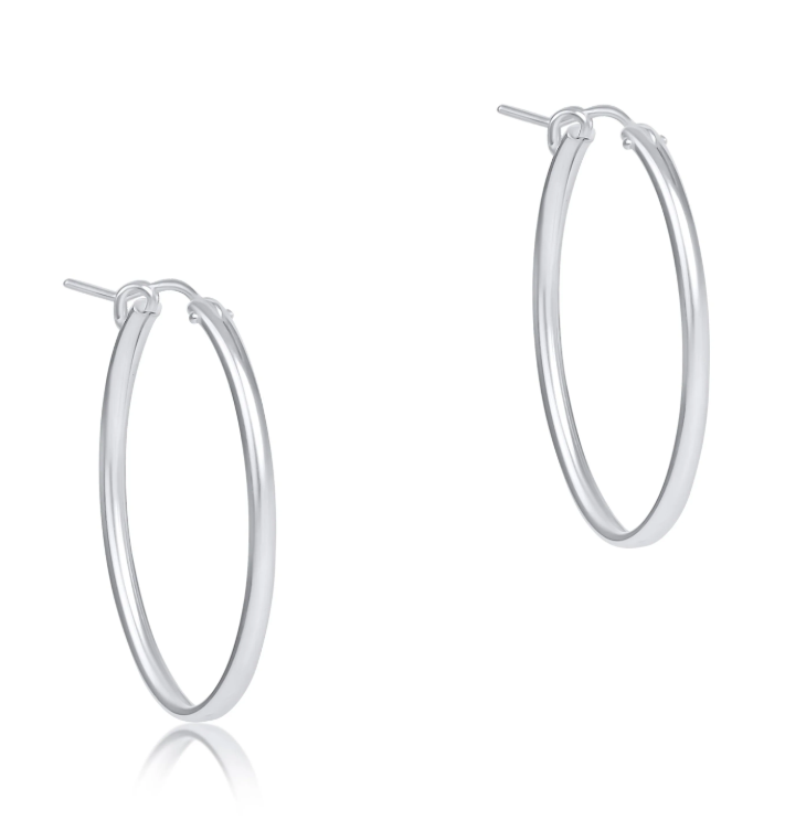 E Newton Oval Hoop - Sterling