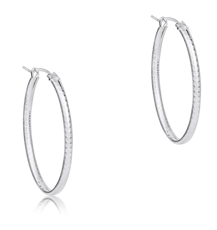 E Newton Oval Hoop - Sterling