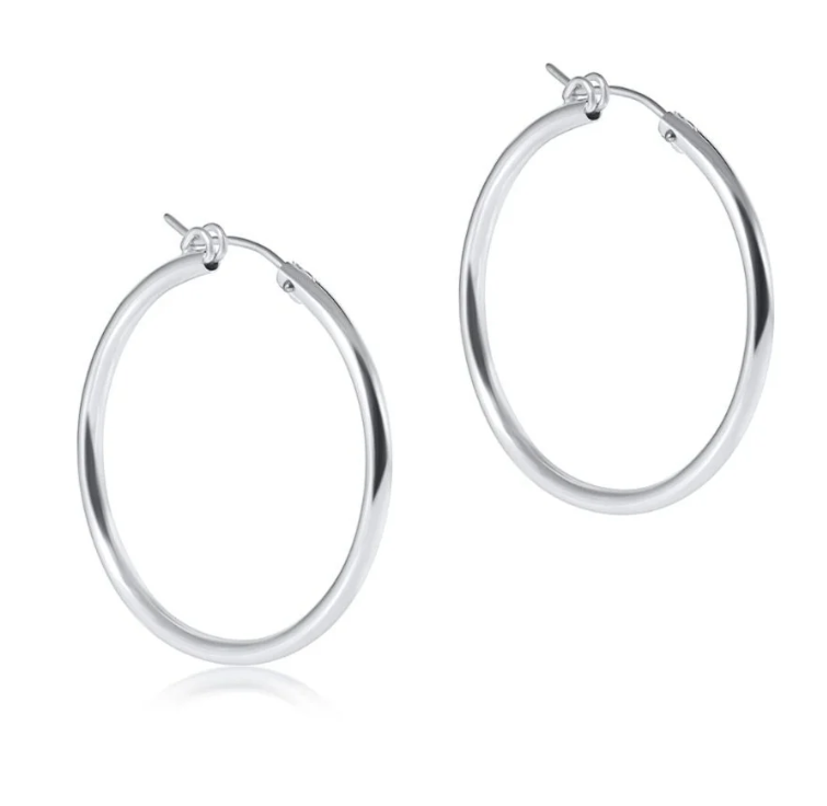 E Newton Round Hoop - Sterling