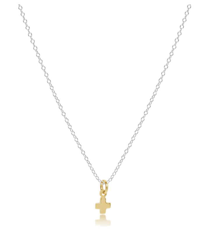 E Newton 16" Necklace - Signature Cross Charm Mixed Metal
