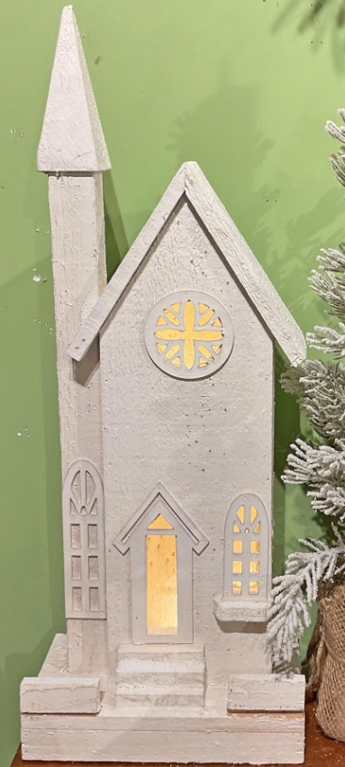 Lighted Wooden Chapel - 20"