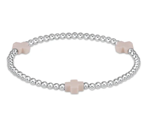 E Newton Signature Cross 3mm Bead Bracelet - Sterling