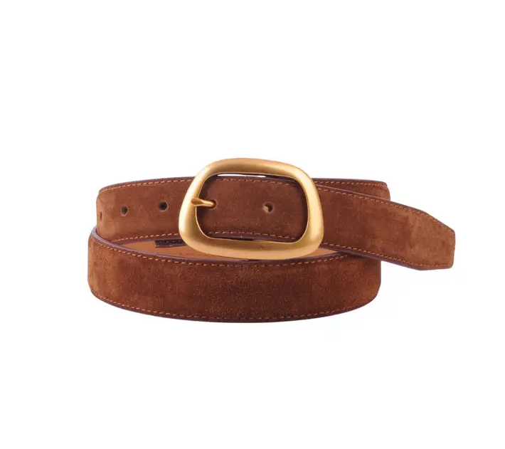 Suede Belt with Organic Shape Buckle