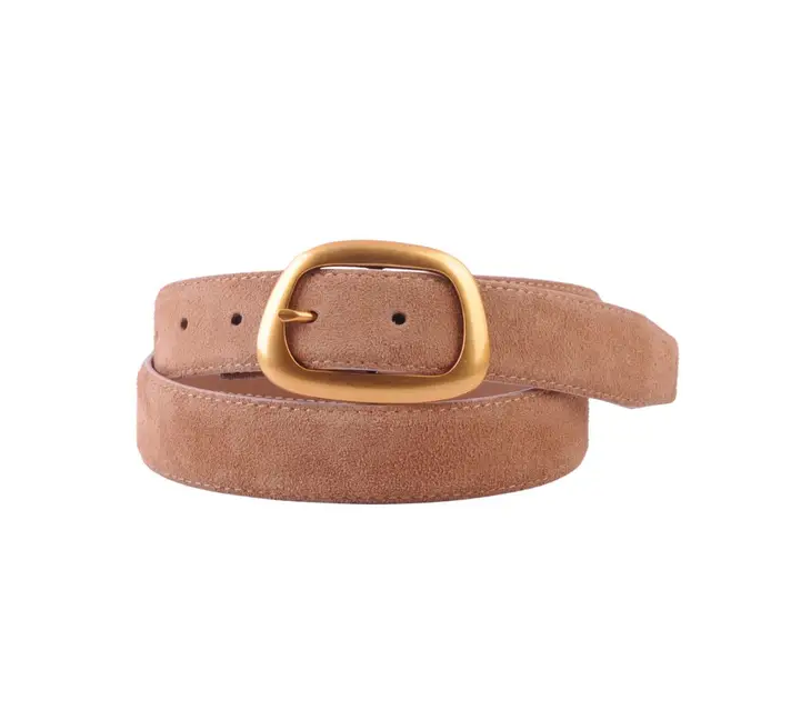 Suede Belt with Organic Shape Buckle