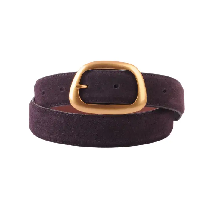Suede Belt with Organic Shape Buckle