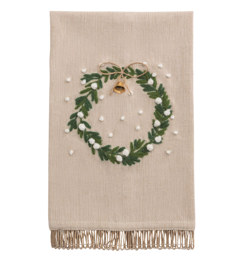White Christmas Embroidered Towel