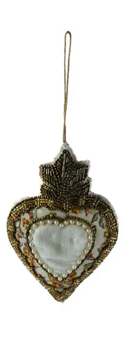 Beaded Velvet Sacred Heart Ornament