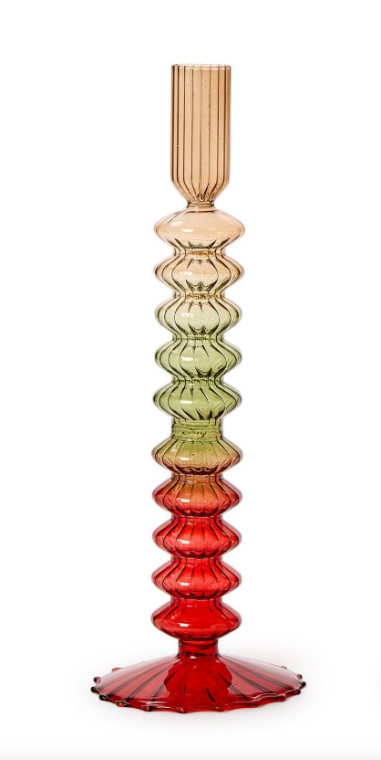 Holiday Ombre Glass Candlestick