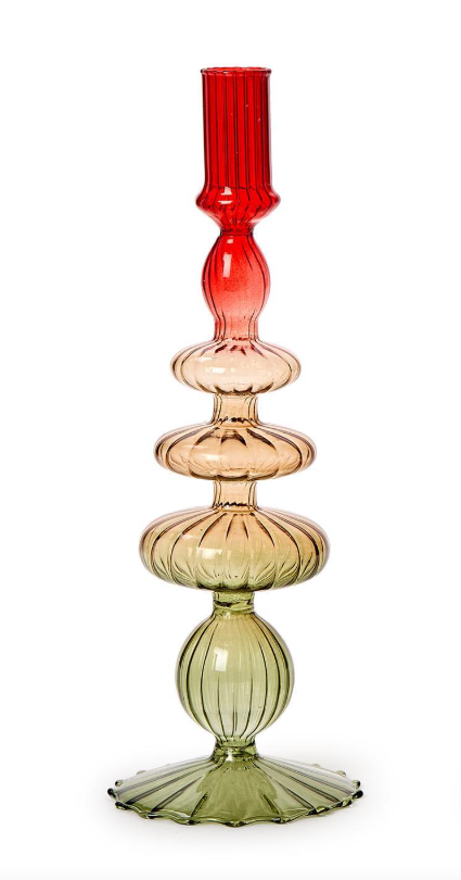 Holiday Ombre Glass Candlestick