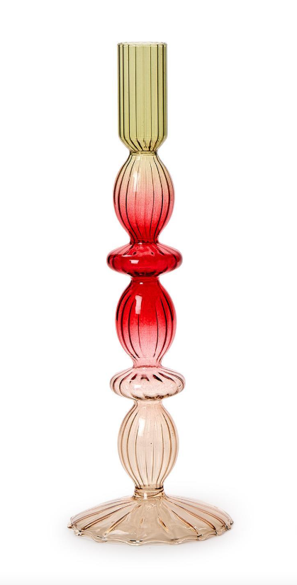 Holiday Ombre Glass Candlestick