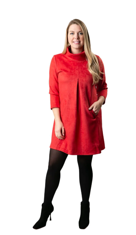 Hilary Suede 3/4 Sleeve Shift Dress