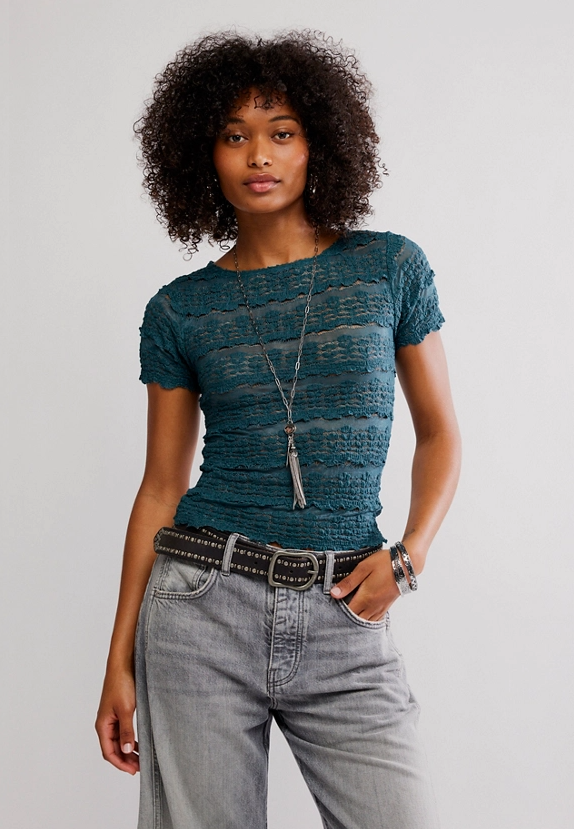 Free People Angelina Lace Tee