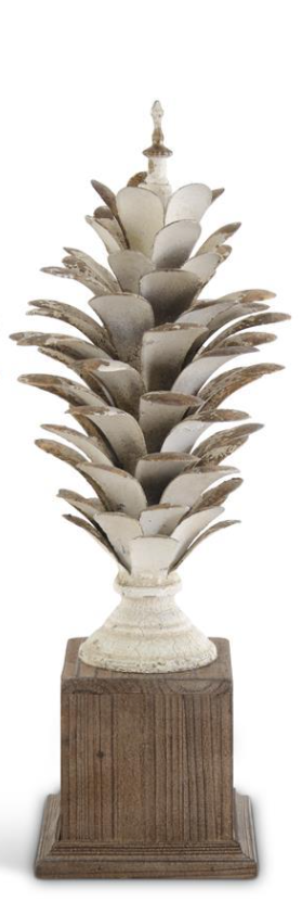 Whitewashed Pinecone Finial