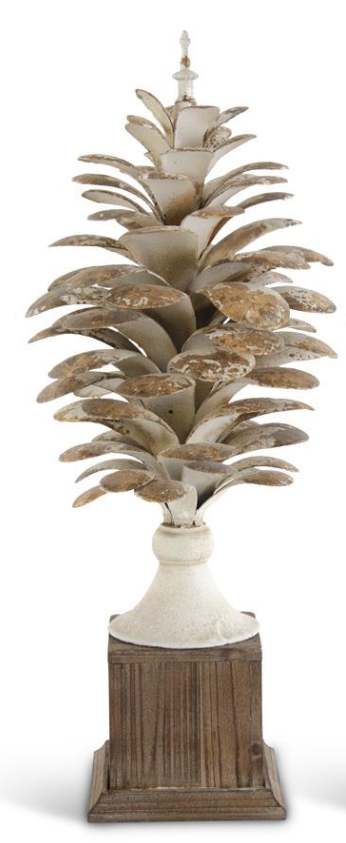 Whitewashed Pinecone Finial