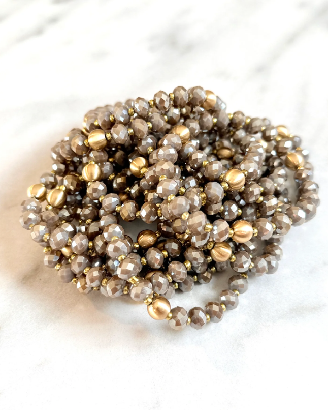 Austrian Crystal & Gold Bead Stretch Bracelet