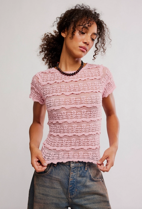 Free People Angelina Lace Tee