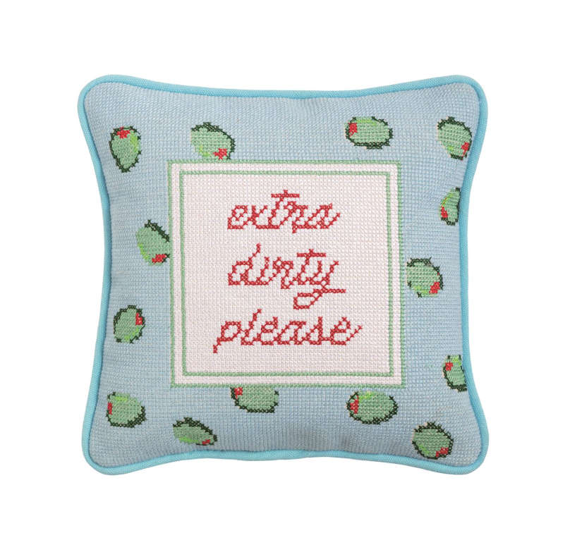 Happy Hour Mini Needlepoint Pillow