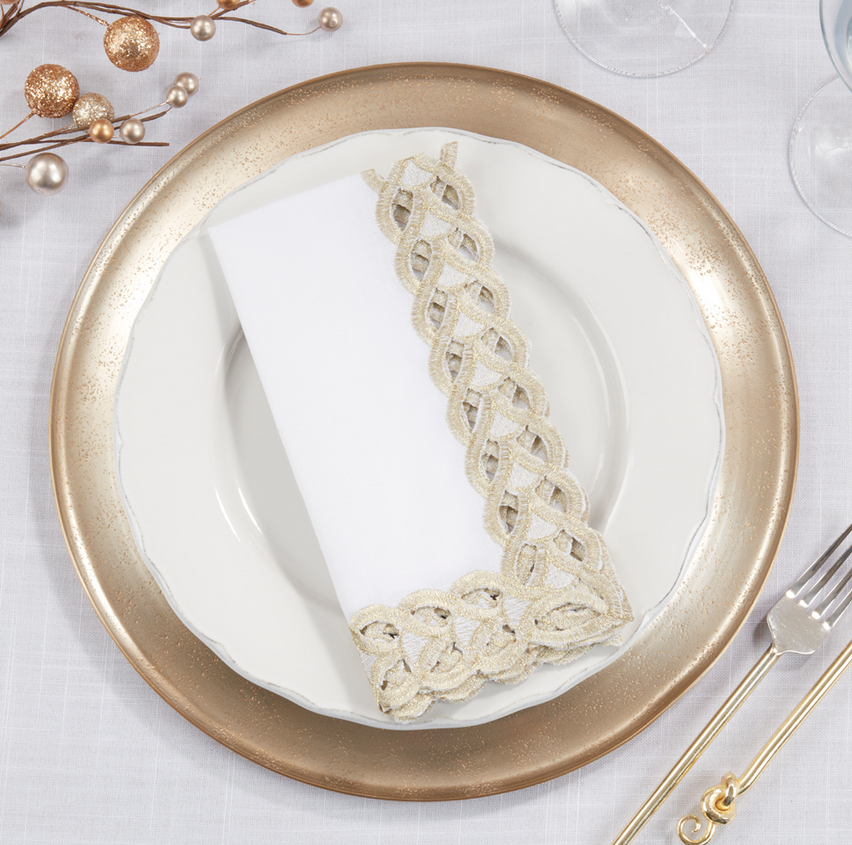 Braided Border Napkins - Set of 4