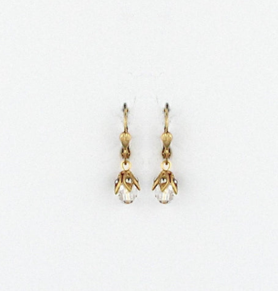 Capped Crystal Drop Earrings