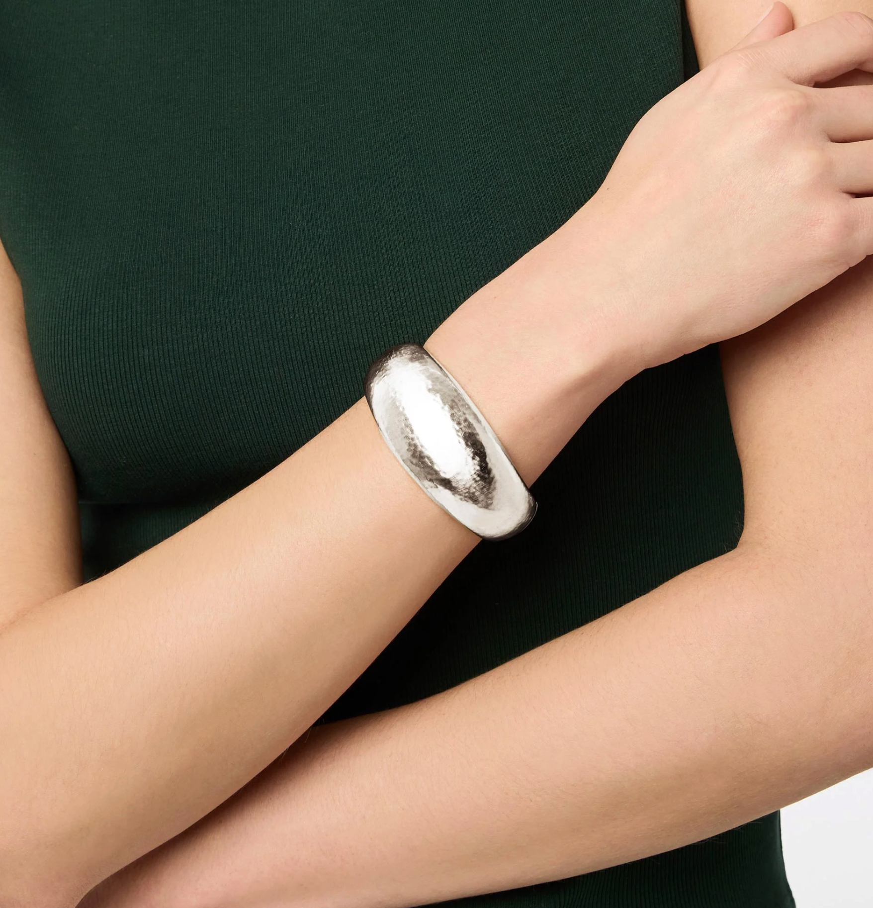 Julie Vos Catalina Statement Hinge Bangle - Silver