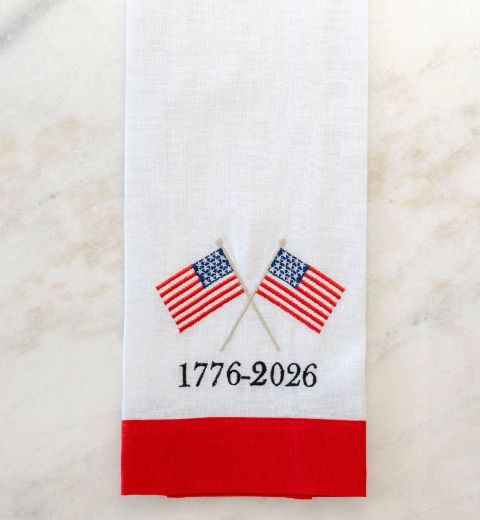 American Flags 1776 Embroidered Linen Towel