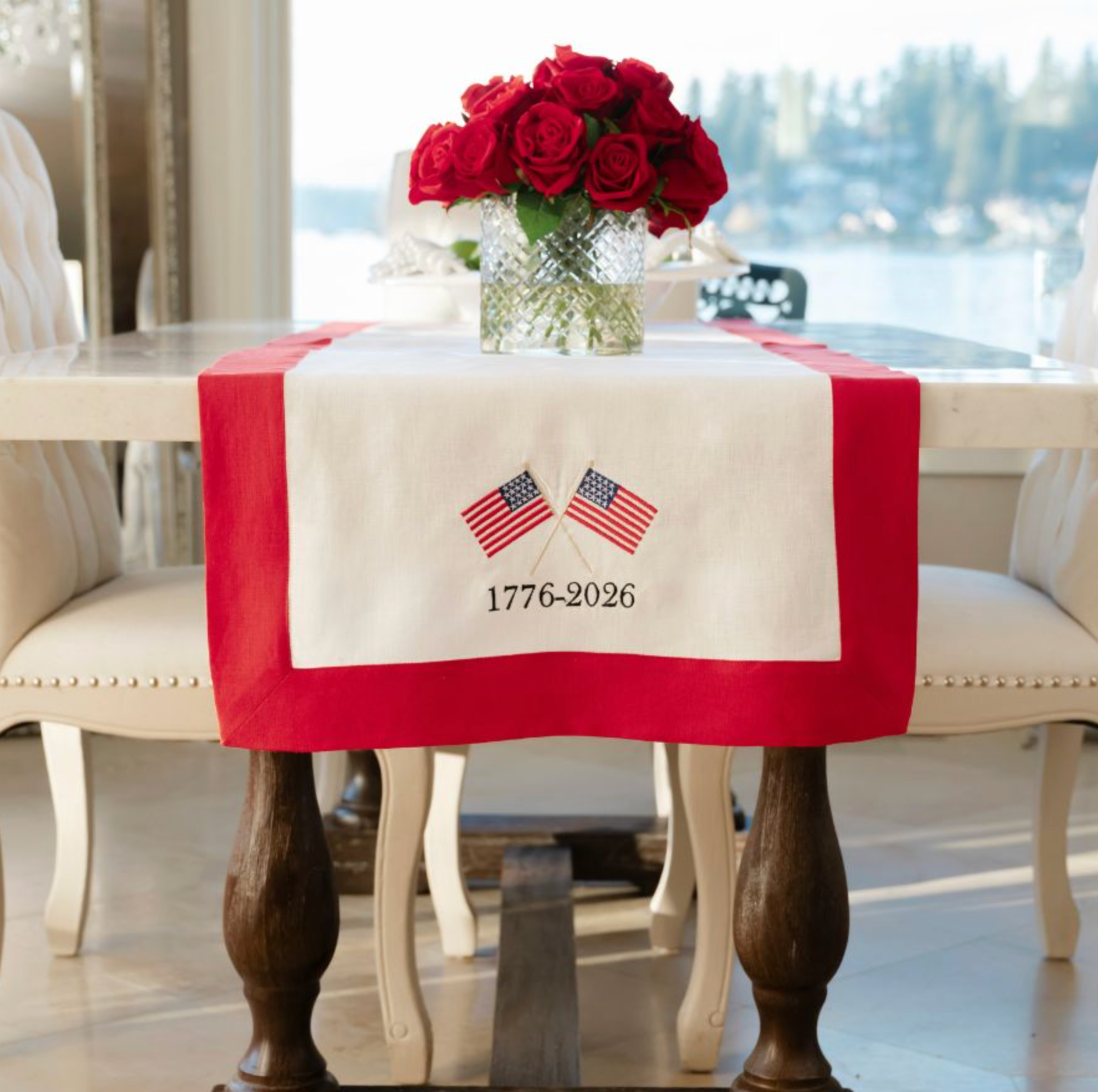 American Flags 1776 Linen Table Runner