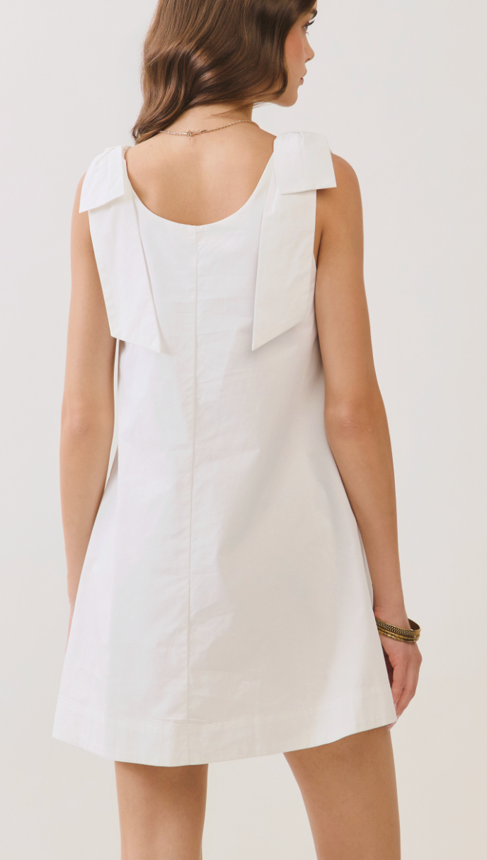Everly White Dress with Bow Sleeve