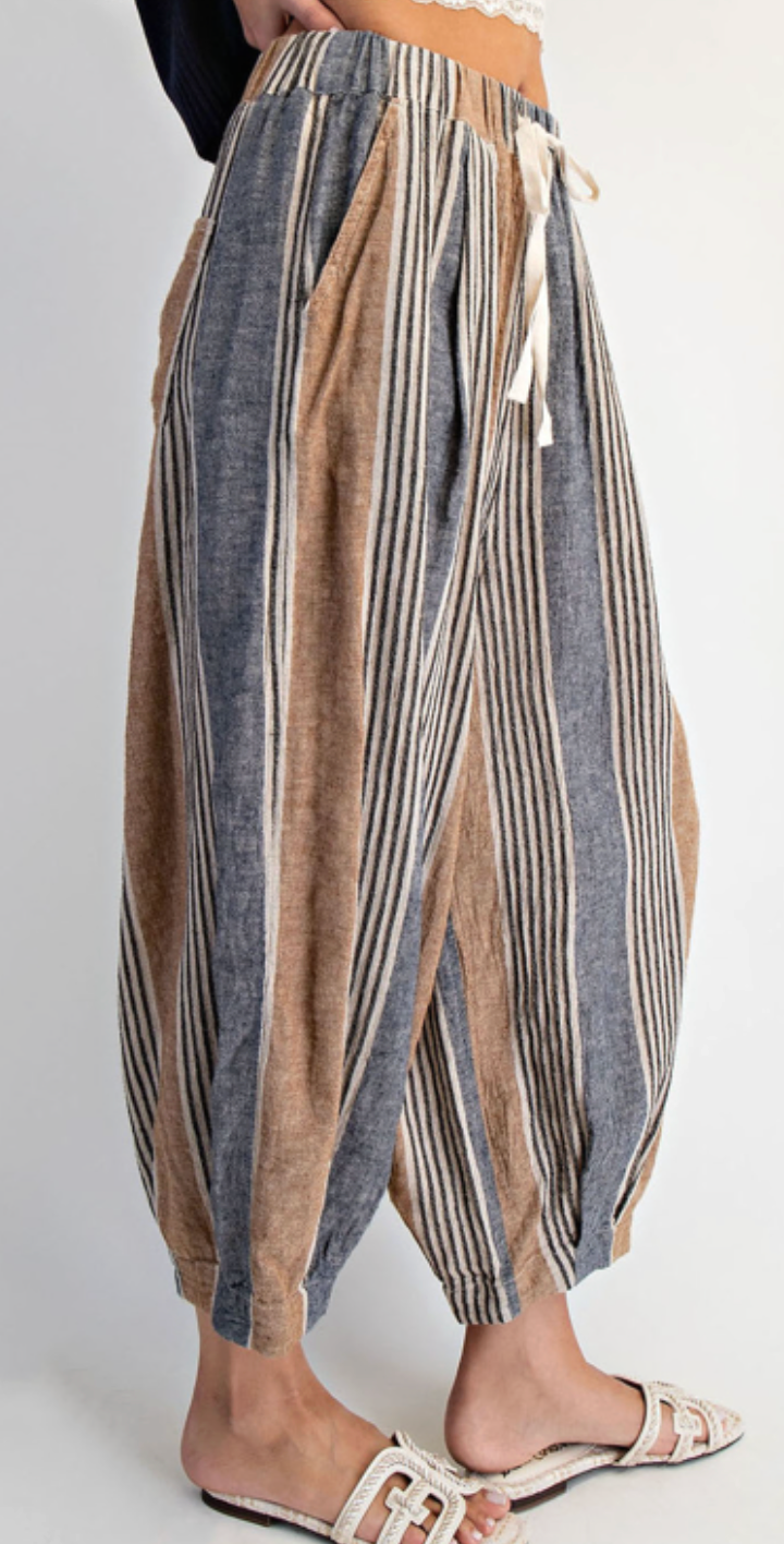 Melanie Stripe Linen Balloon Pants