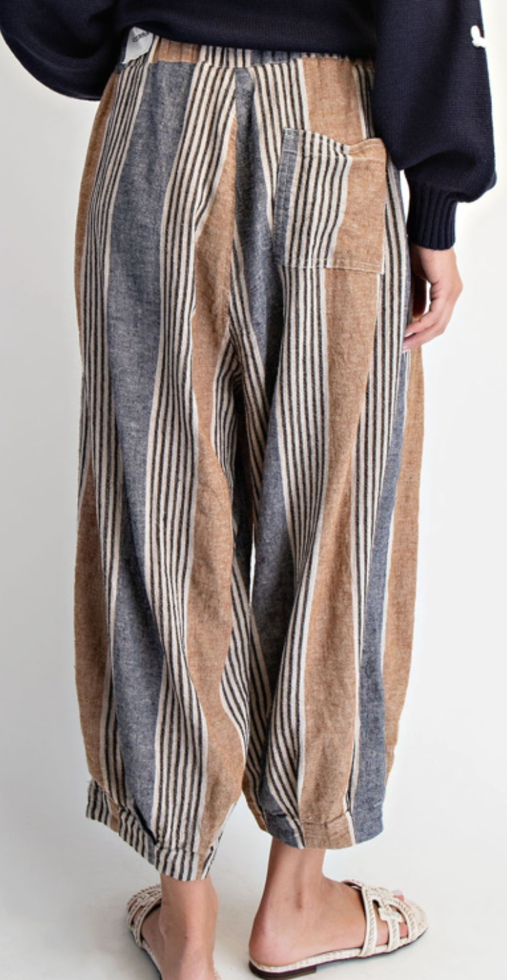 Melanie Stripe Linen Balloon Pants