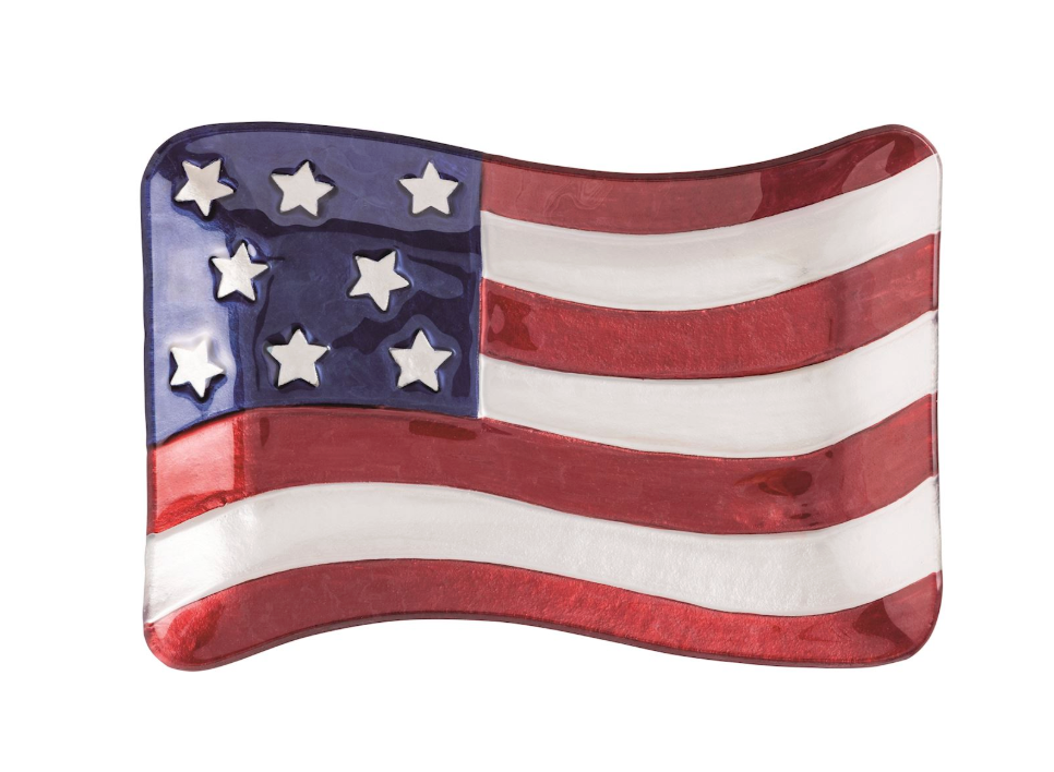 Hand Painted American Flag Plate