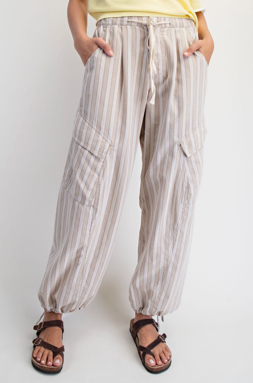 Brea Striped Wide Leg Cargo Pants