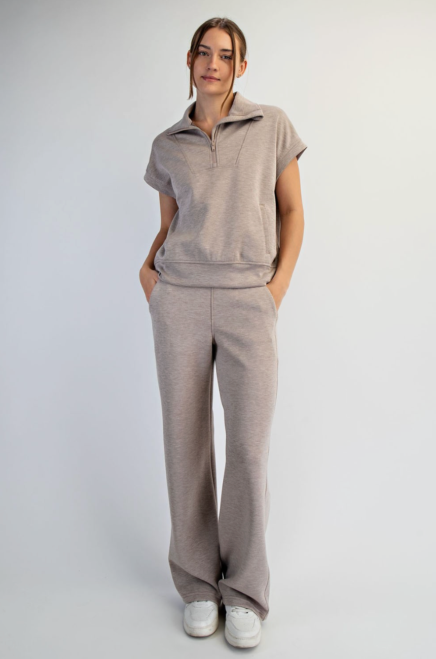 Morgan Modal Scuba Quarter Zip Short Sleeve Top