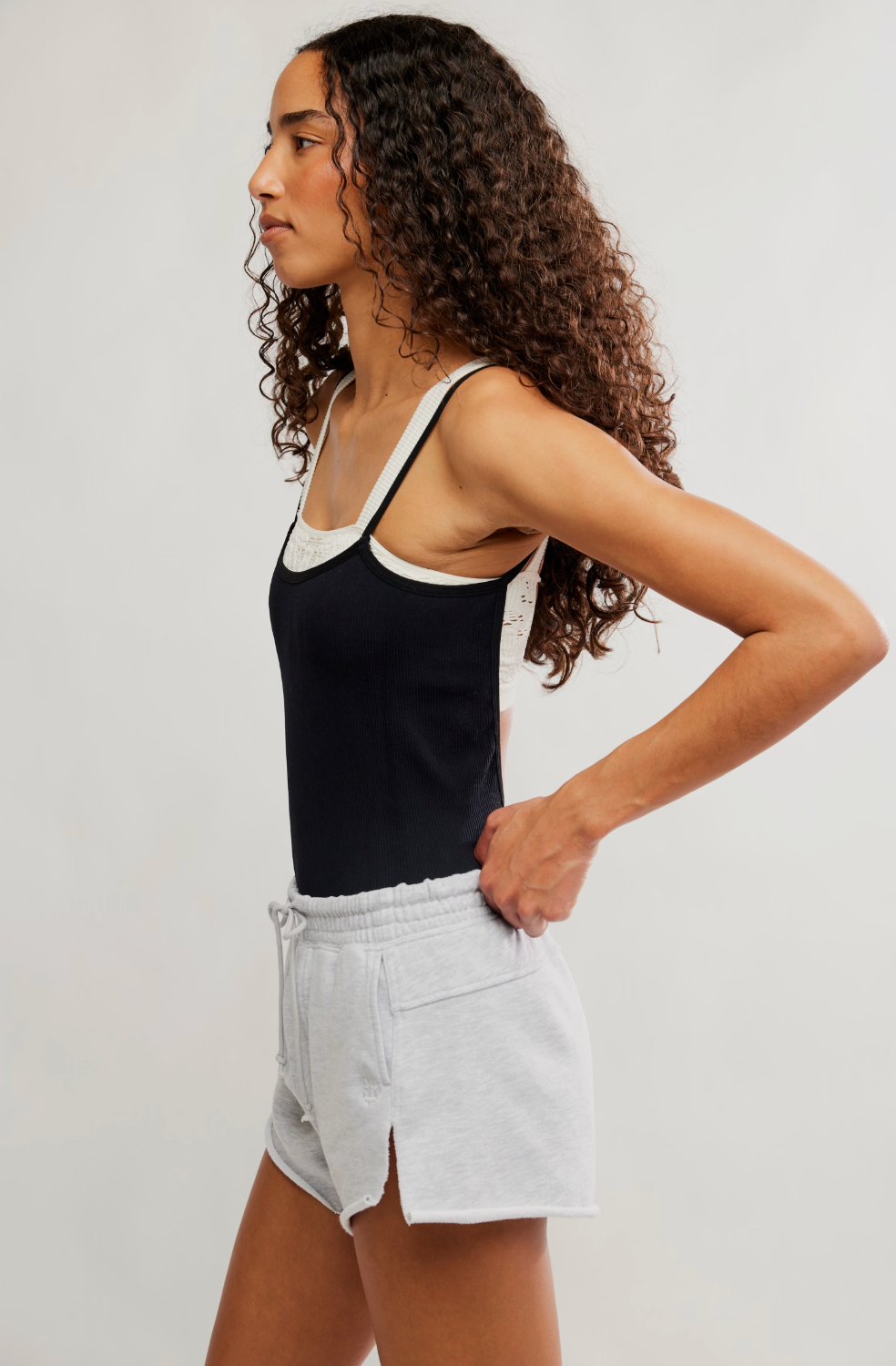 Free People Knockout Shorts - White Heather Gray
