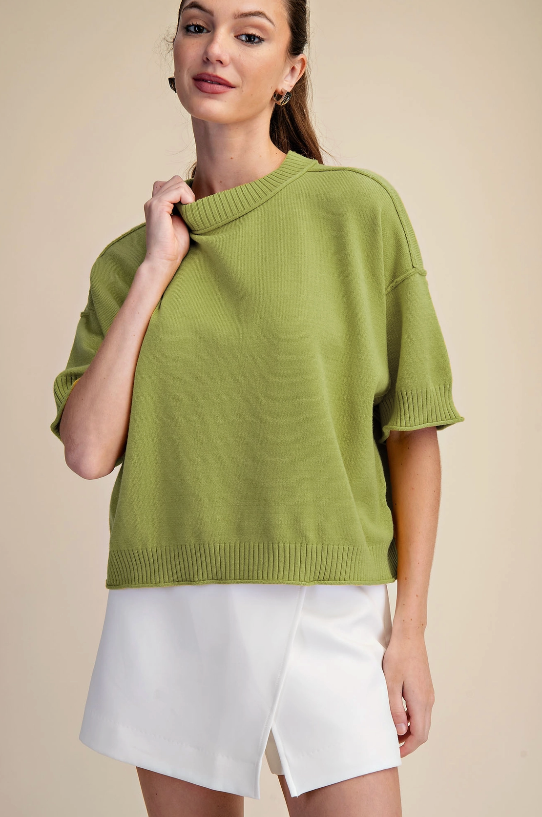 Green Tea Knit Top