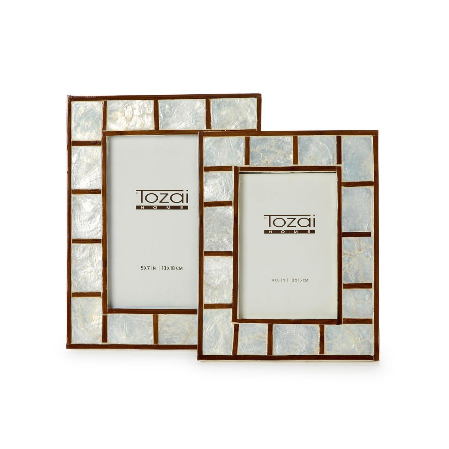 Hand Inlaid Bamboo/Capiz Shell Photo Frames