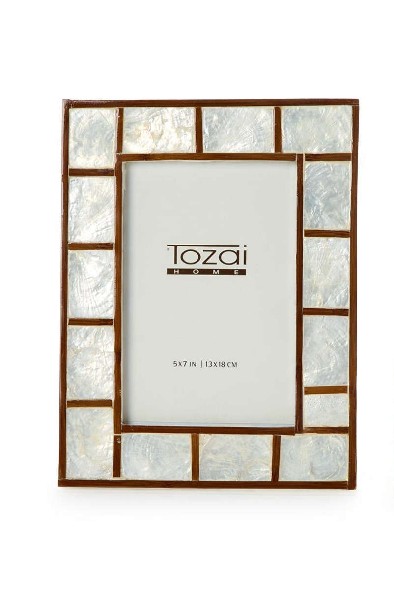 Hand Inlaid Bamboo/Capiz Shell Photo Frames