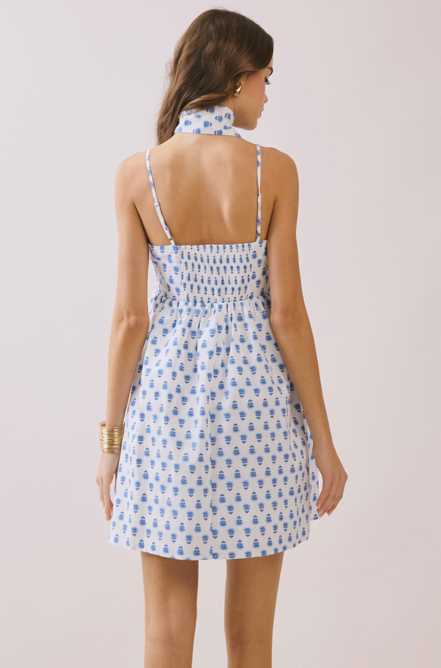 Bluebell Bay A-Line Mini Dress w/ Matching Scarf