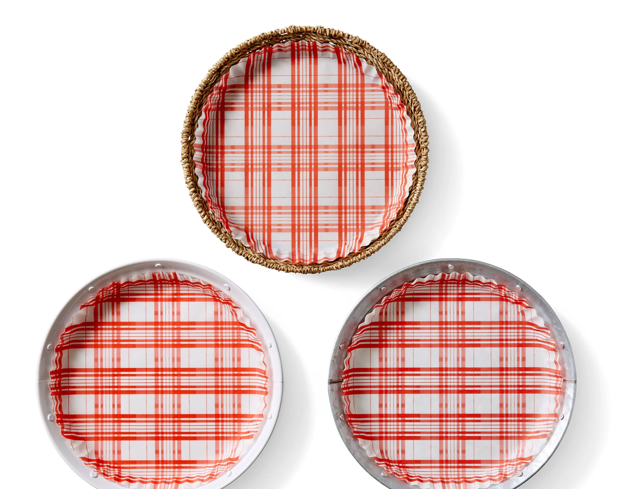 Red Plaid Preformed Plate Liners